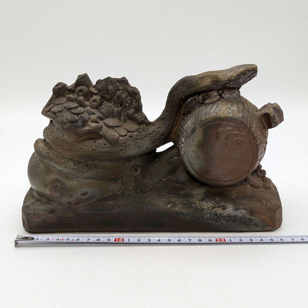 西川政美 備前焼 巳置物 ヘビ 蛇 打ち出の小槌 細工物 金運 財運 インテリア