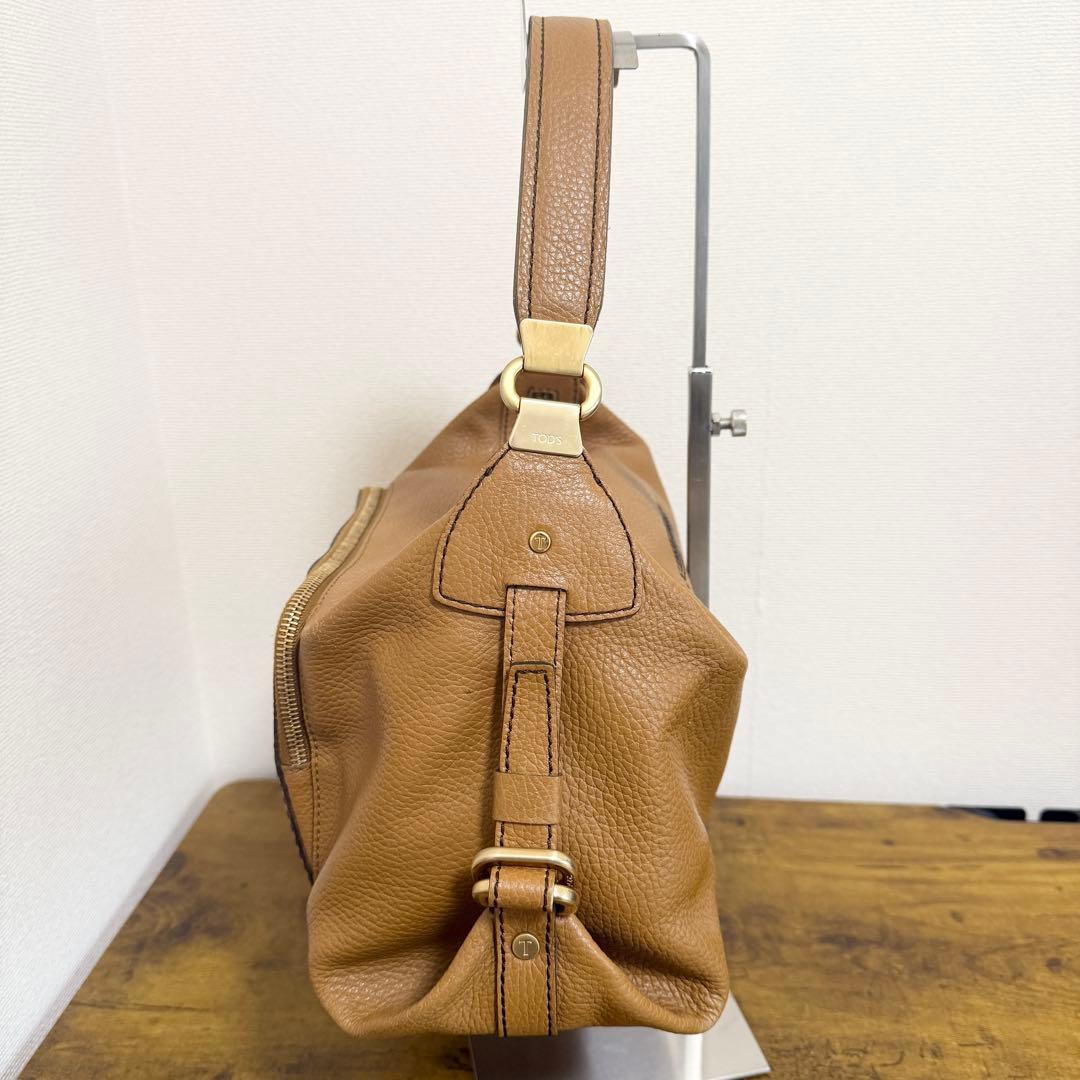 トッズ　ワンショルダー　ハンドバッグ　トート　シボ革　レザー　ブラウン系