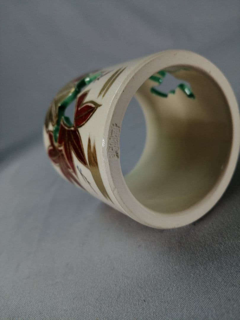 茶道具】御室窯造 仁清紅葉蓋置 蓋置198