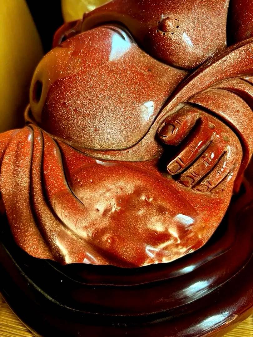 神仏道美術 山梨県 伝統工芸品 甲州水晶 赤茶金石 布袋尊 神仏像