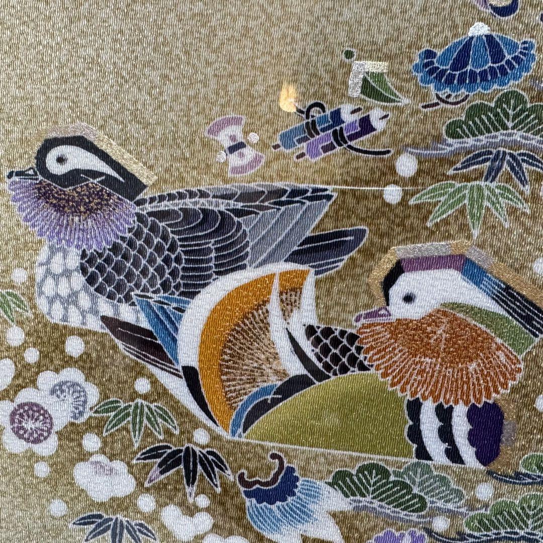 真作】人間国宝 羽田登喜男 おしどり布絵 額装 友禅染 - メルカリ