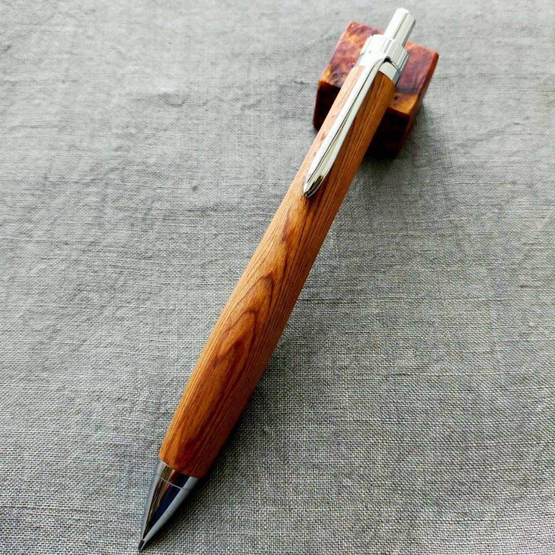 伊勢神宮　御山杉　ハンドメイド　木軸シャープペン　0.5mm　天然木　シルバー