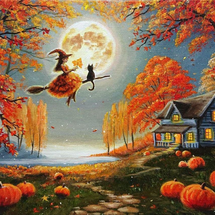 K*Z様 【月夜の晩に】アクリル画 F3 風景画 絵画