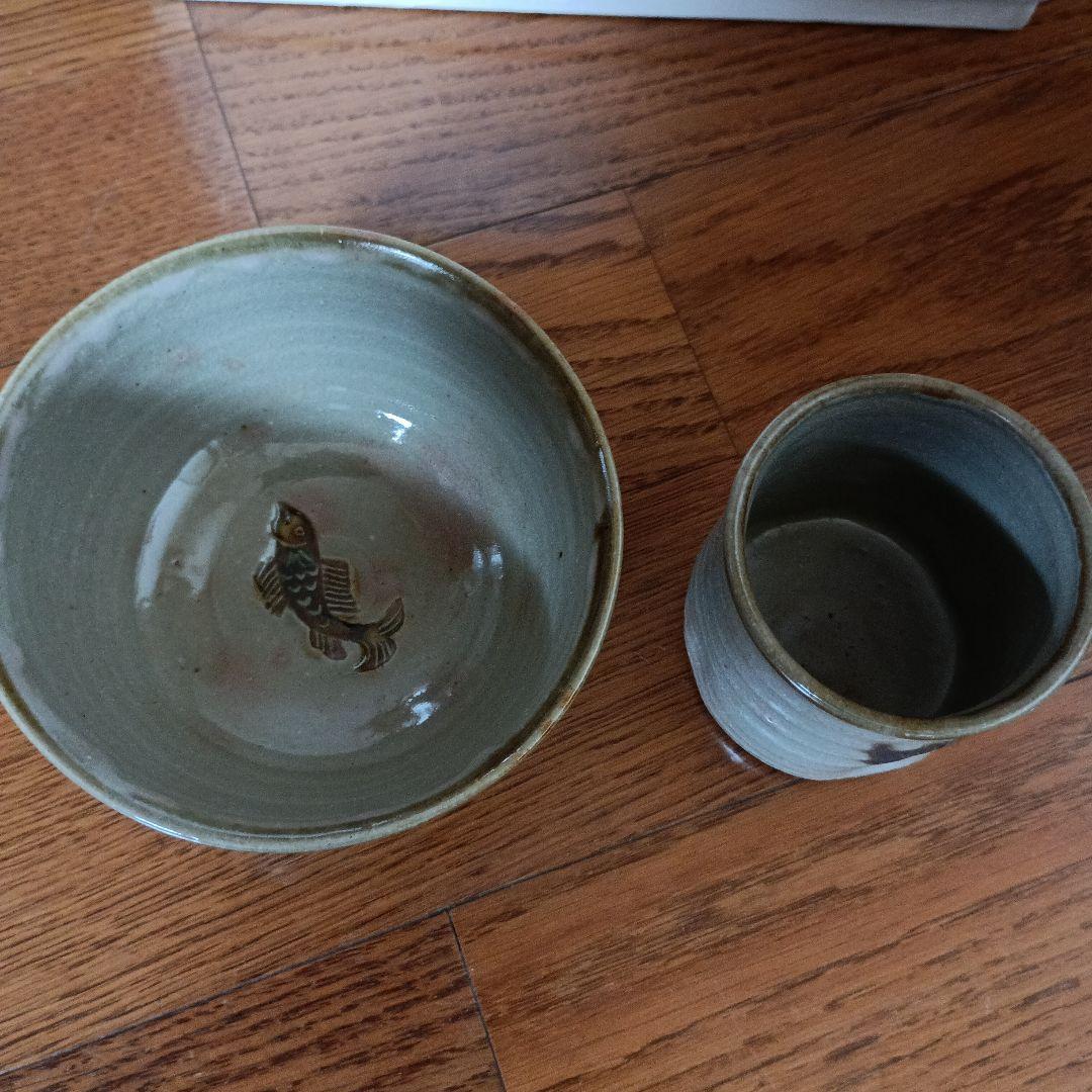 水野教雄　灰釉茶碗 灰釉湯呑