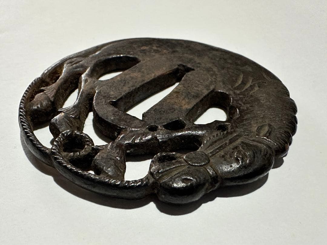 時代刀装具 鉄鐔 鉄鍔 馬図透かし彫 透かし鍔 刀剣 武具 拵え