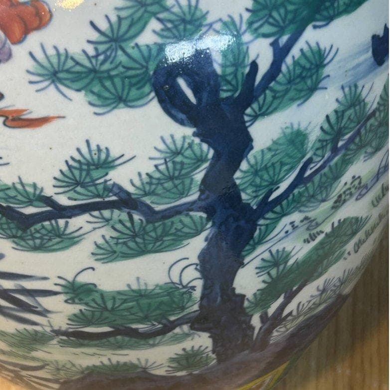 S8002 大明萬暦年制 五彩 人物図壺 中国古陶磁器 唐物 中国骨董