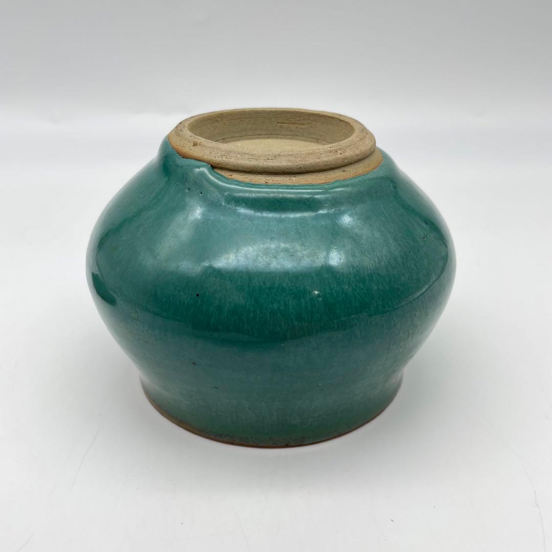 鳥取民藝　牛ノ戸焼　緑釉蓋物