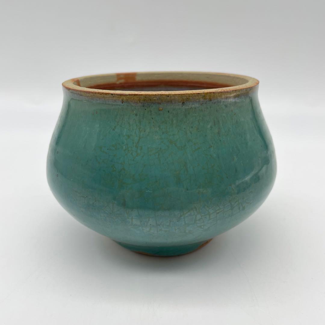 鳥取民藝　牛ノ戸焼　緑釉蓋物