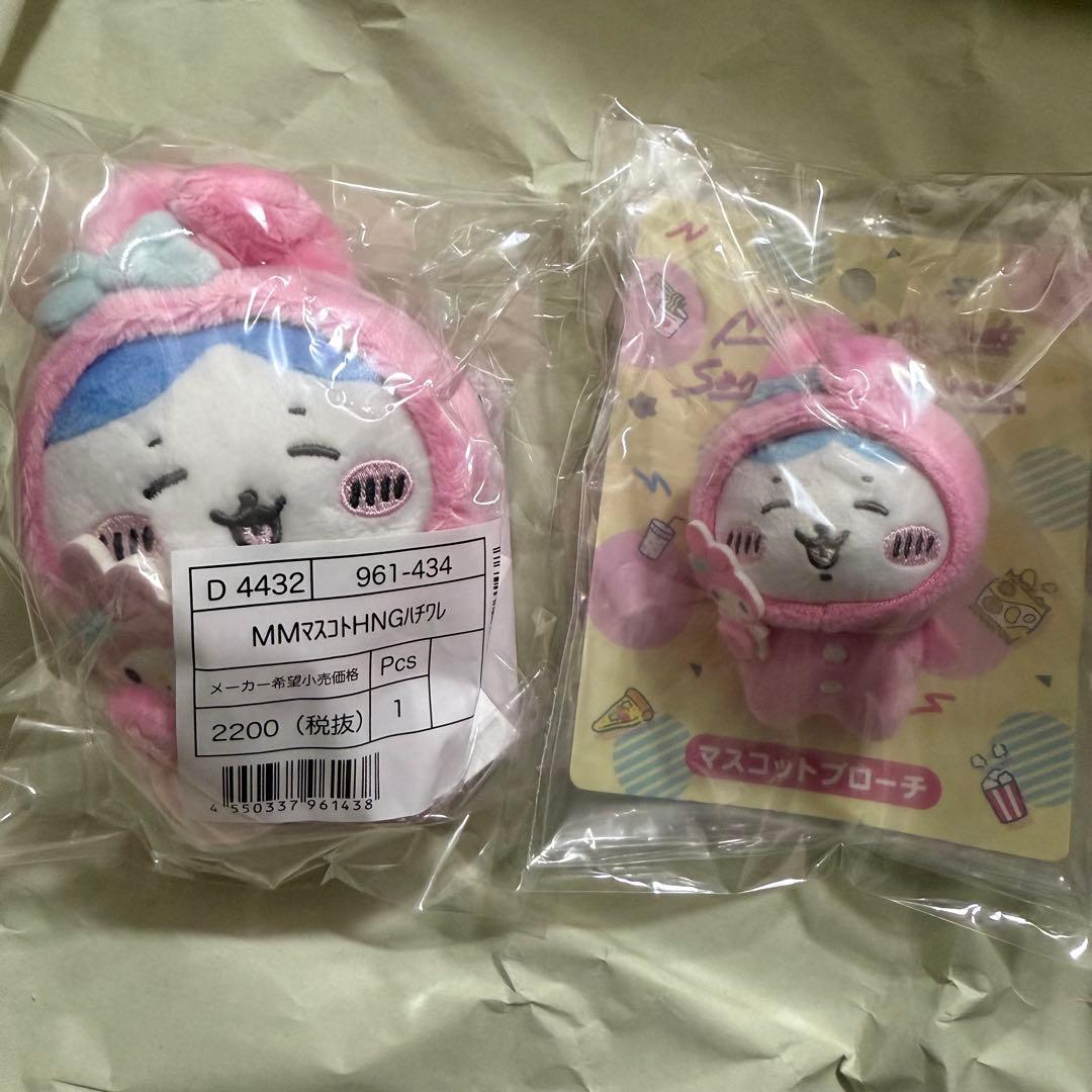 ちいかわ サンリオ コラボ マイメロディ ハチワレ マスコット ブローチ