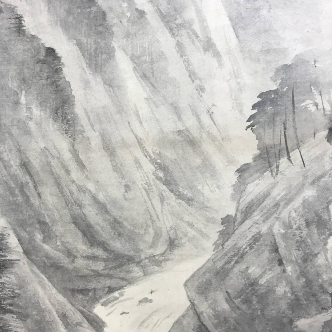 【真作】住千代数/渓流図/鳥取県出身/山水図/掛軸☆宝船☆AD-577