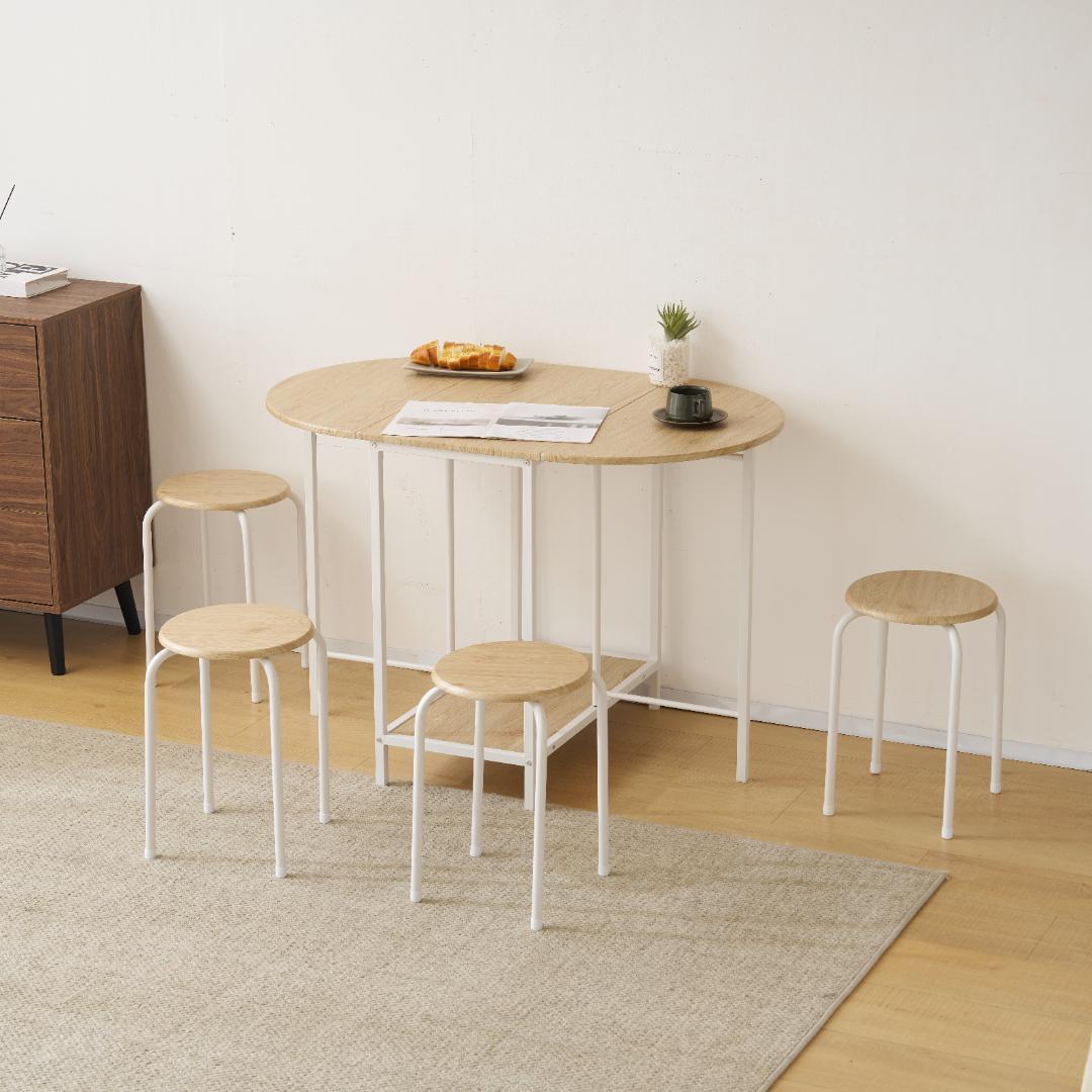 折りたたみダイニング5点セット｜おしゃれ 木目調北欧風 食卓セットNATURAL