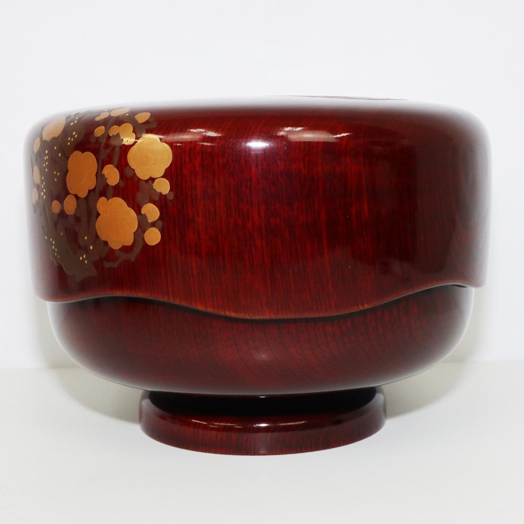 石原抱真 四君子蒔絵 春慶光琳形 菓子器 共箱