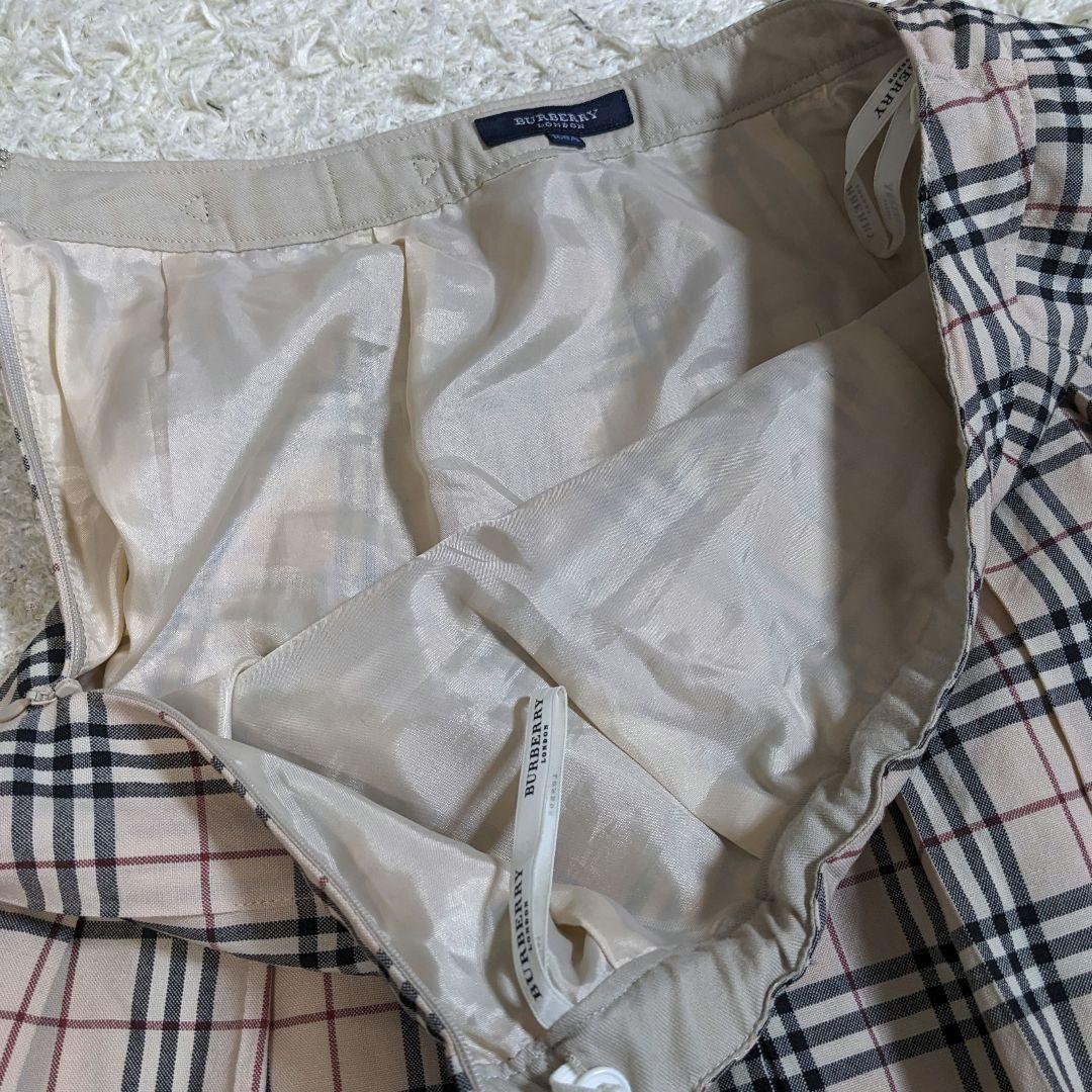 バーバリー　ロンドン　ノバチェック　プリーツ　ベルト　スカート　ゴム　160
