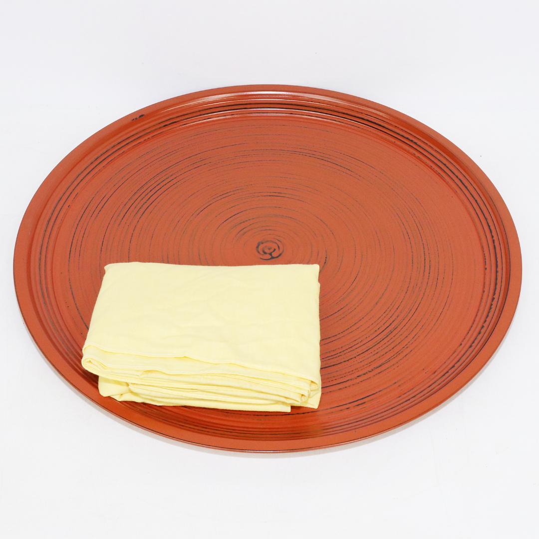 平安象彦 根来塗 特大丸盆 径45㎝ 共布 栞 平安象彦