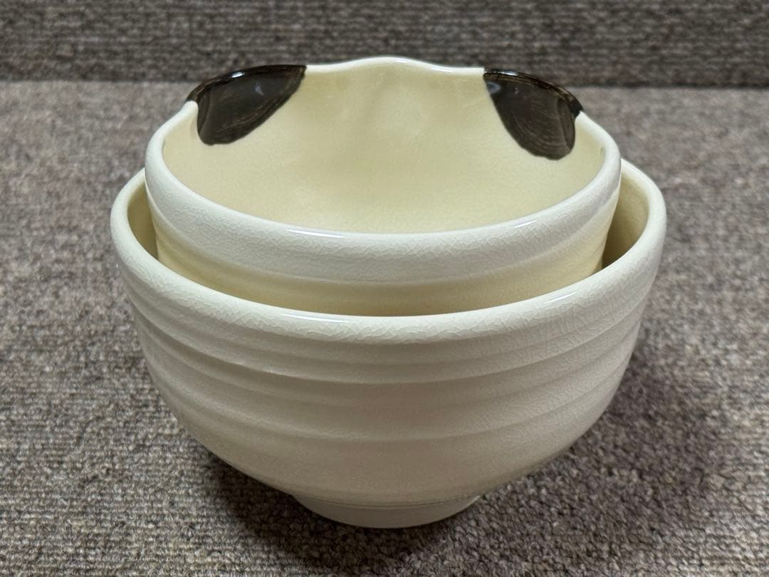 親子パンダ 入れ子茶碗 浅見与し三 京焼