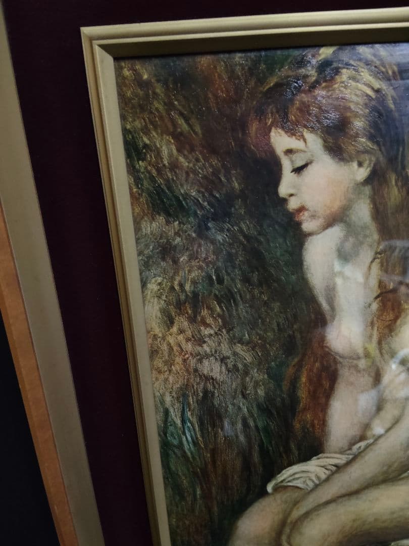 【希少】ルノワール 若い浴女 立体複製画 豪華額装 55cm アンティーク 美術