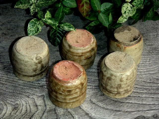 ♥黄瀬戸 （ 灰釉 ） ぐい呑み　５個 セット　ぐい飲み　骨董品