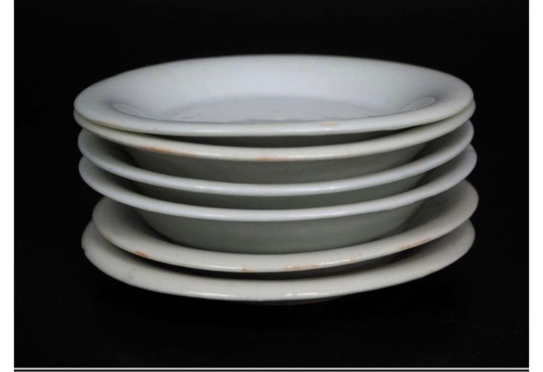 送料無料 清時代 南京白磁小皿6枚 中国古玩 清代【白南京】中国