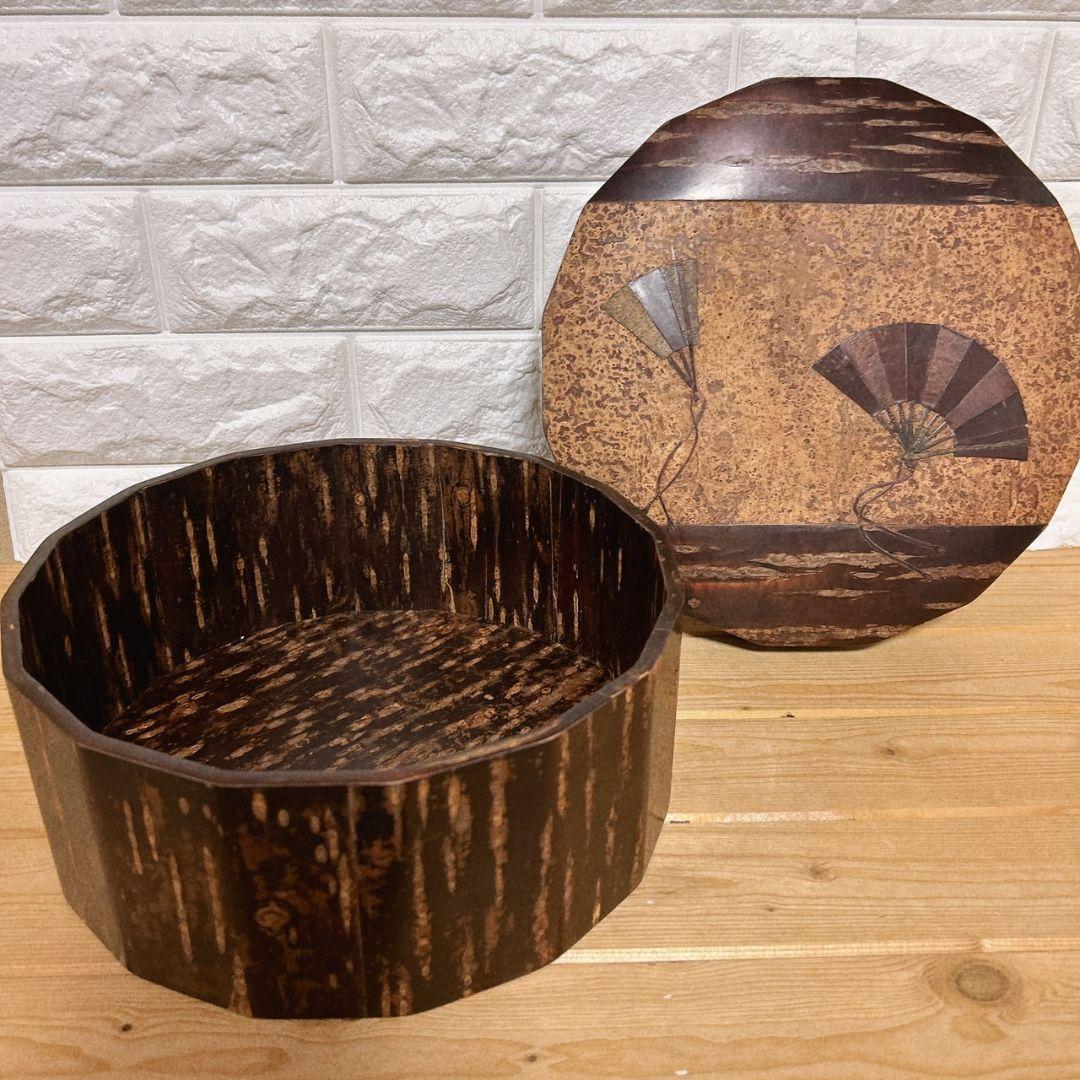 秋田角館 高級桜皮細工 16角 茶櫃 伝統工芸 樺細工 木製 茶道具