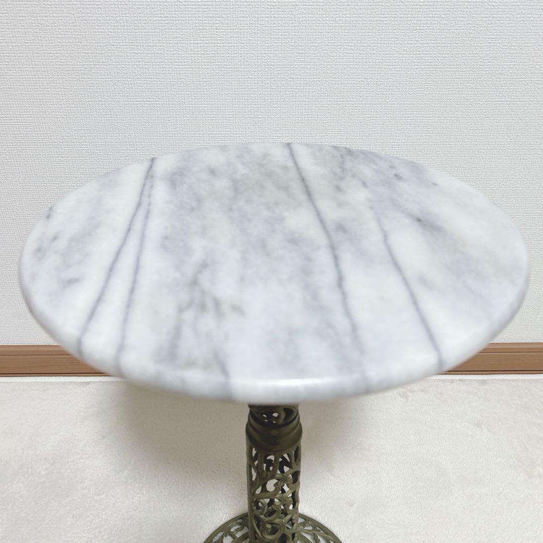 アンティーク 真鍮製 ヴィンテージ 大理石 サイドテーブル 花台