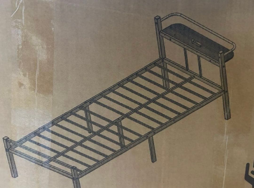 大特価‼️パイプベッドフレーム シングル ブラック 宮棚 2口コンセント 頑丈