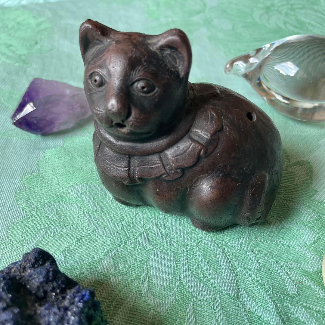 江戸時代 銅鋳造 猫水滴（ねこすいてき）