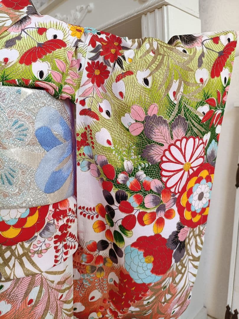 アンティーク孔雀の羽の模様☆七五三3歳着物単品