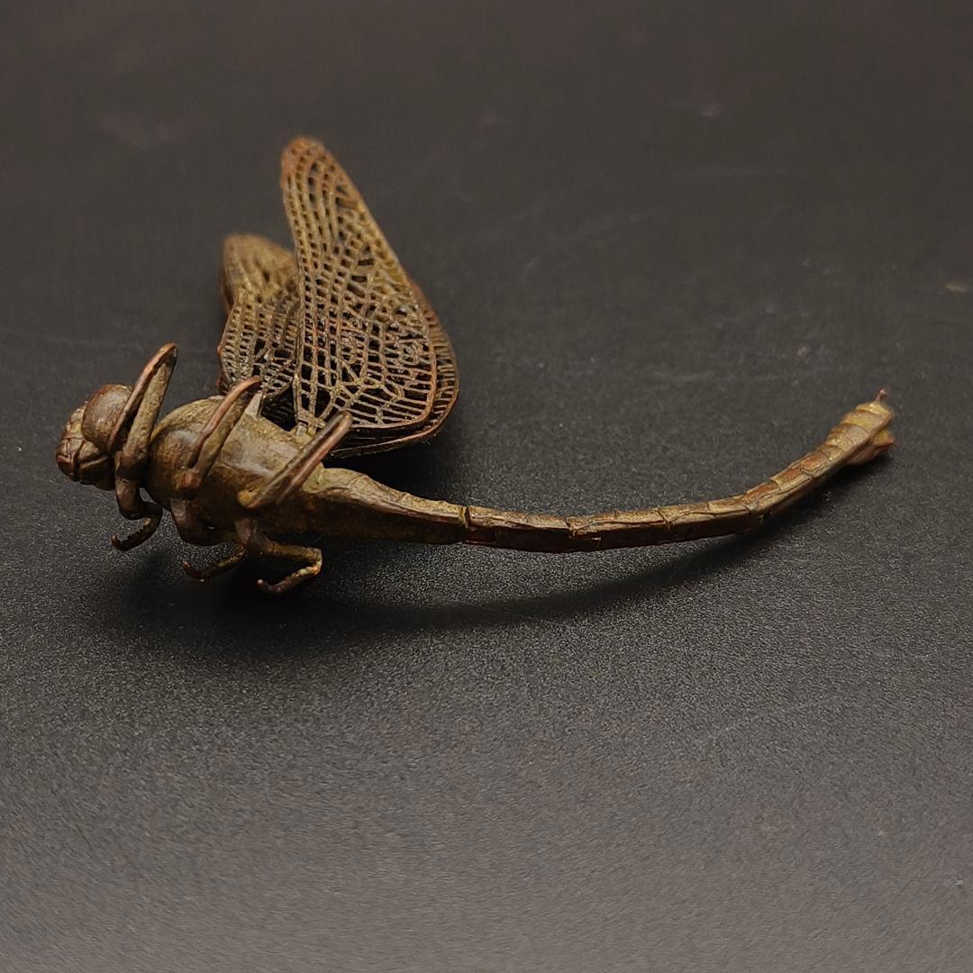H*T様 銅製置物　勝虫　蜻蛉　トンボ　雨宮宗作　関節可動　金工品　茶道具