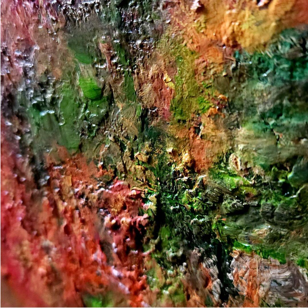 「紅葉と滝」 大きな絵画 油絵 F80号 風景画 迫力