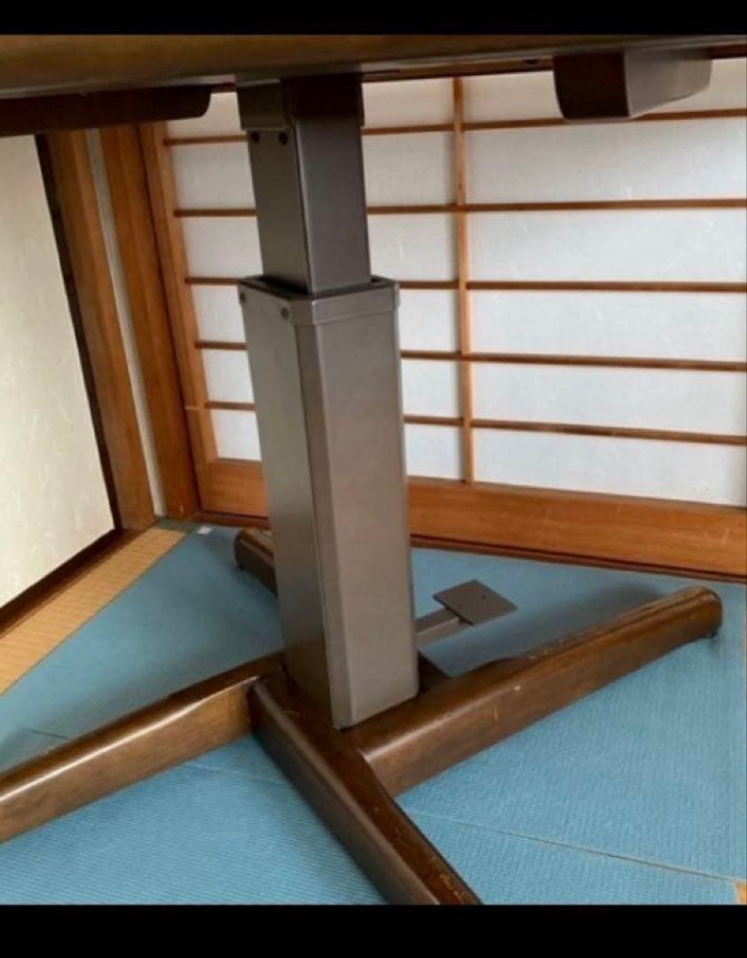 esuesu ダークブラウン 昇降ダイニングテーブル