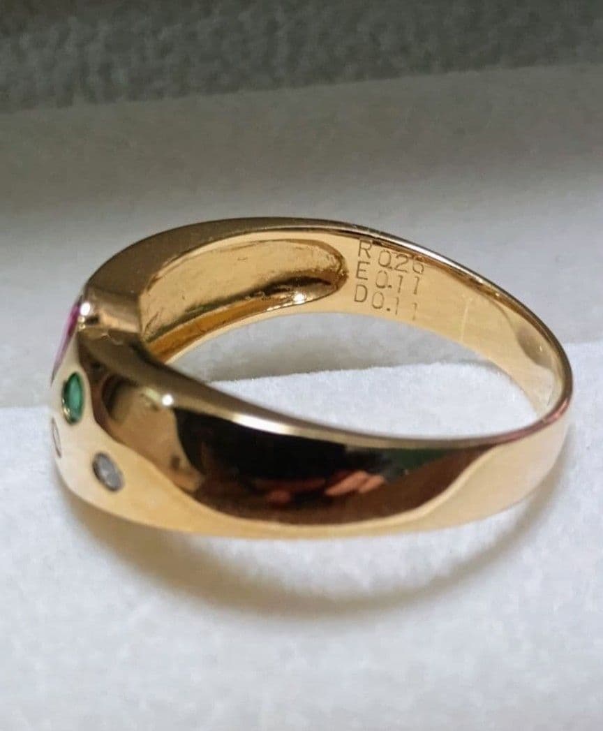 ト*ボ様 18金 ゴールド ルビー エメラルド ダイヤモンド リング 4.73g
