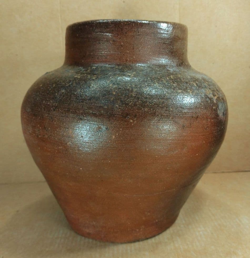 越前花入裏千家十六代 坐忘斎 書付箱 古越前(推定江戸期) 蹲 壷 六古窯