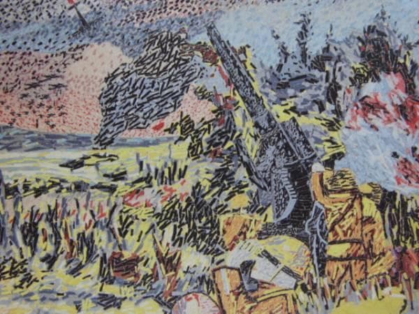 山下清、高射砲、希少画集画、 新品額装付