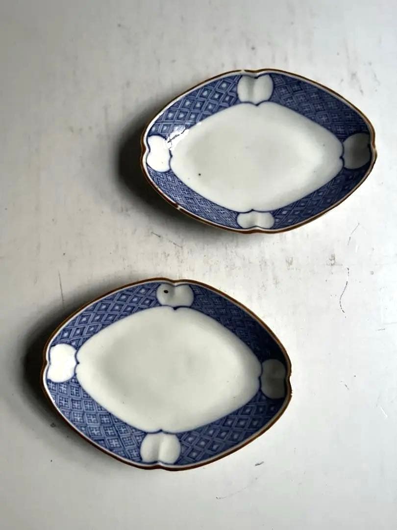 【k.様リクエスト】091 アンティーク 変形菱形染付皿 2枚組 880 2客