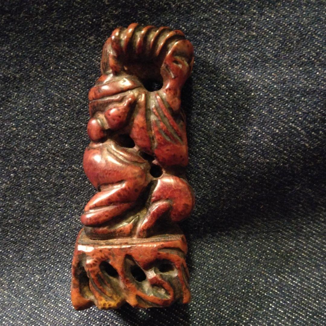 古い　根付　さげもの　骨董　木製　着物