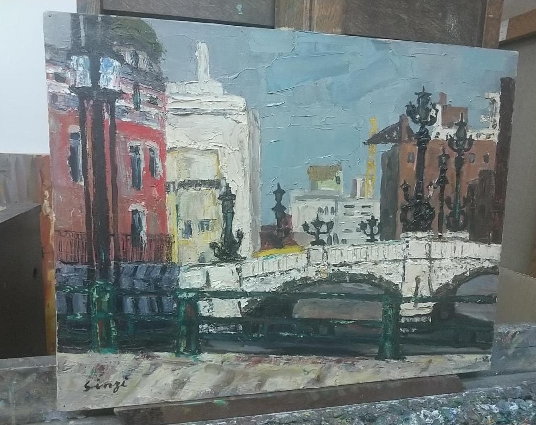 「日本橋」'63 P10 油絵 絵画