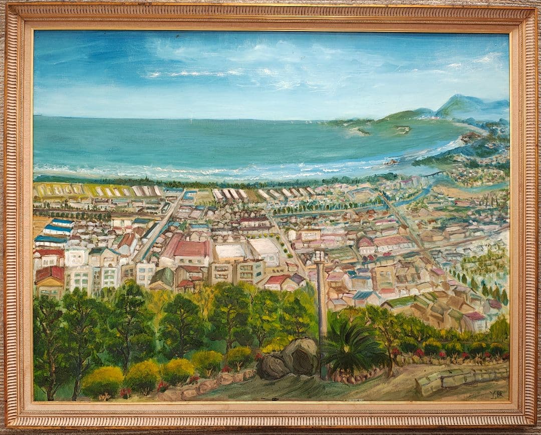 送料込】F50号 額縁＆油彩画「日向灘」セット 公募展搬入用 裏板なし