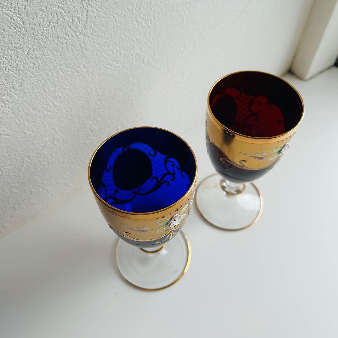 ラグーナムラノ＊ベネチアングラス＊24金＊金彩 ＊ペアグラス