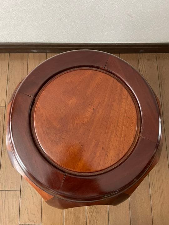 【美品★送料込】唐木 丸 椅子 スツール 花台 丸卓 花梨木製