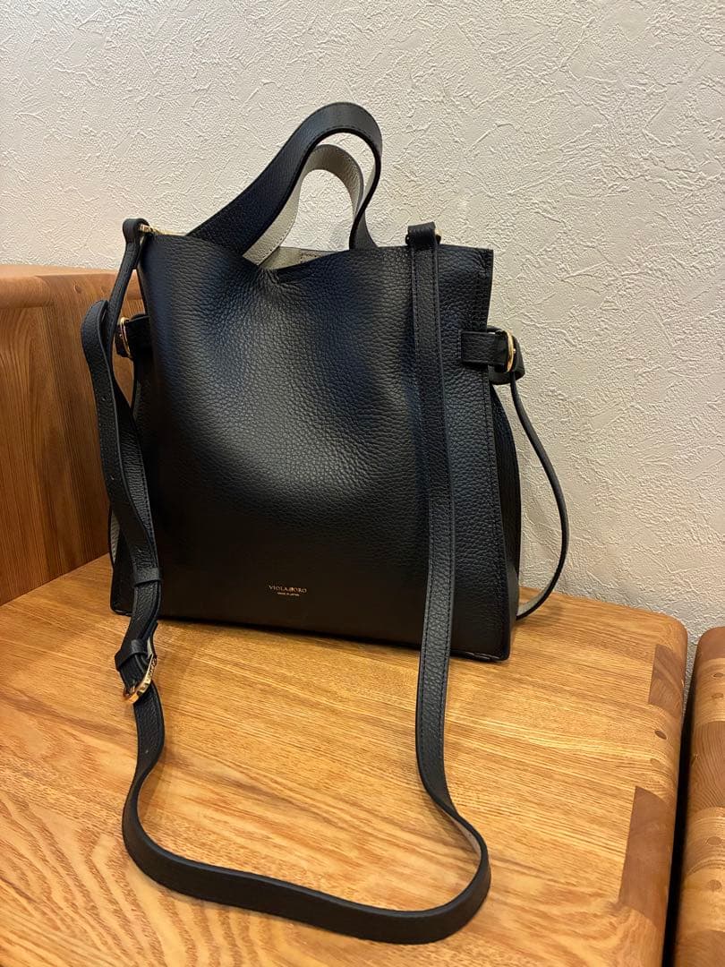 VIOLAd'ORO収納袋付きサイドベルトレザートートバック一度のみ使用美品