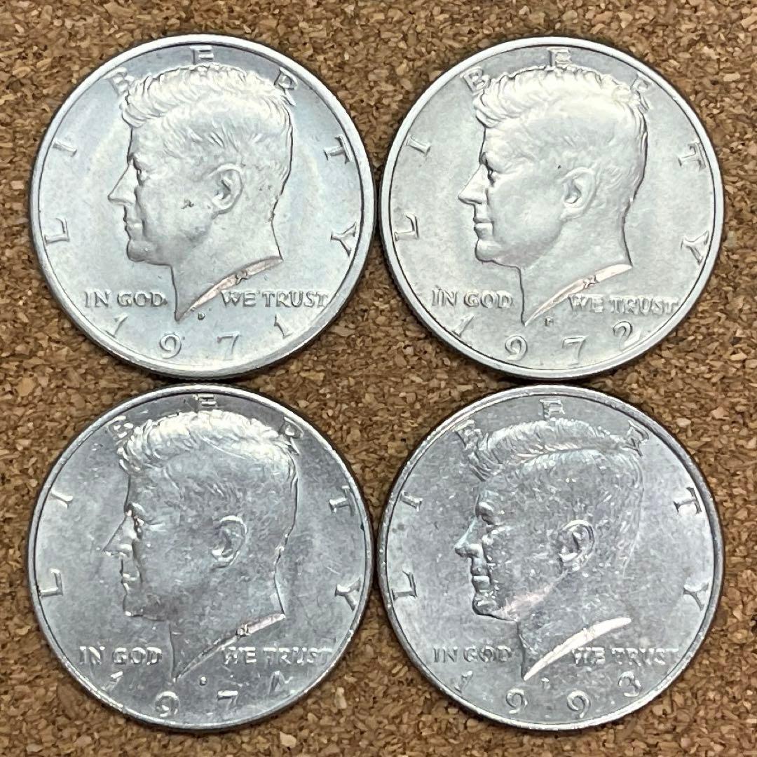 アメリカ】50セント 4枚 コイン 硬貨 ケネディ マジック ハーフダラー