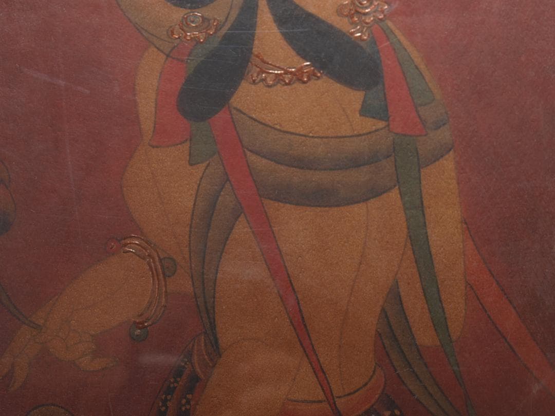 中国唐時代　敦煌莫高窟壁画 彩絵　人物像 発掘品 AK1734A7-2