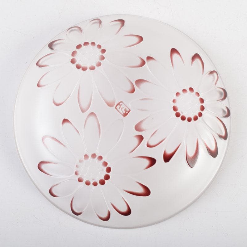 ガラス工芸 荒木良忠作 玻璃彫刻 銅赤花ノ輪文皿 共箱 C 9155 - メルカリ