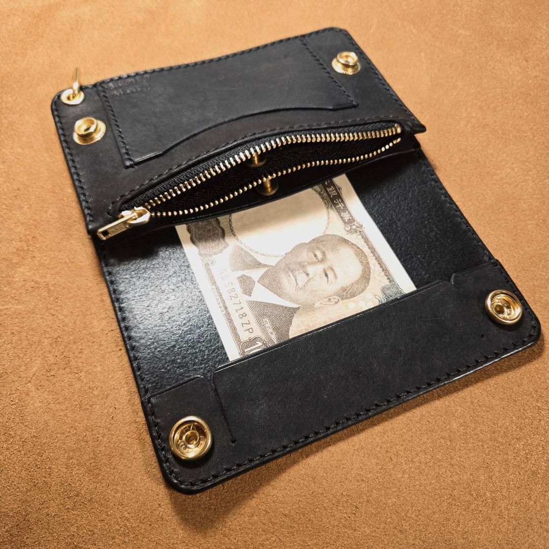 242ミドル トラッカーウォレット イタリアンレザーMARGOT【ブラック】