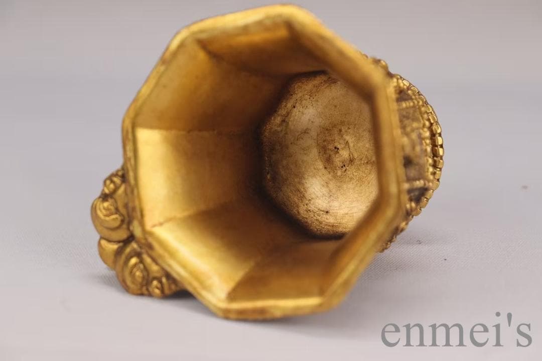 中国古美術 旧蔵 唐代 大唐貞觀款 鍍金銅酒杯 八仙紋