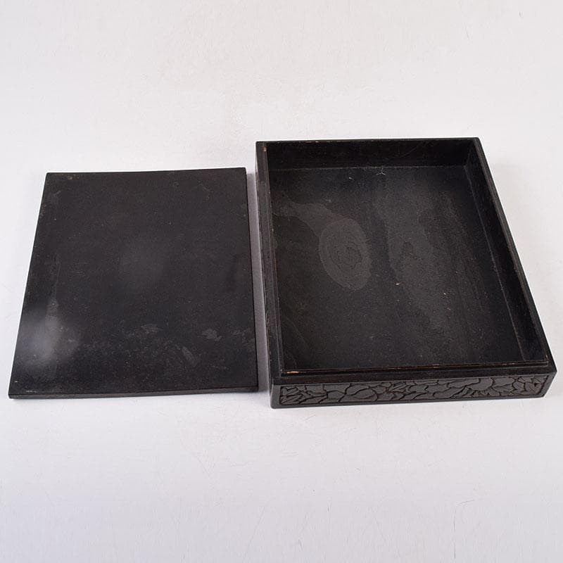 中国　漆塗　山水人物文　文箱　硯箱　V　R8958