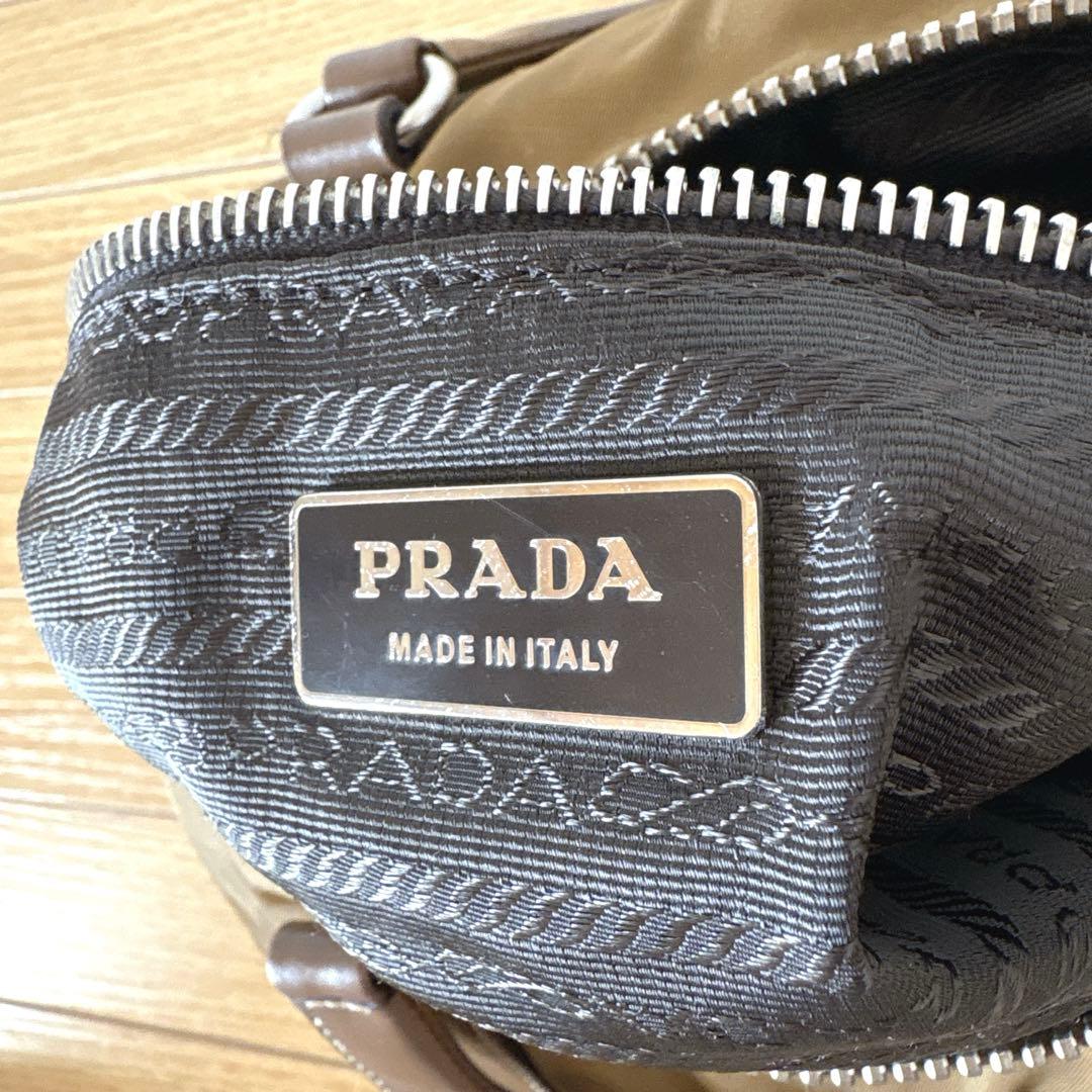 【訳あり・良品】PRADA ミニボストンバック　ミニバッグ　カーキ　ブラウン
