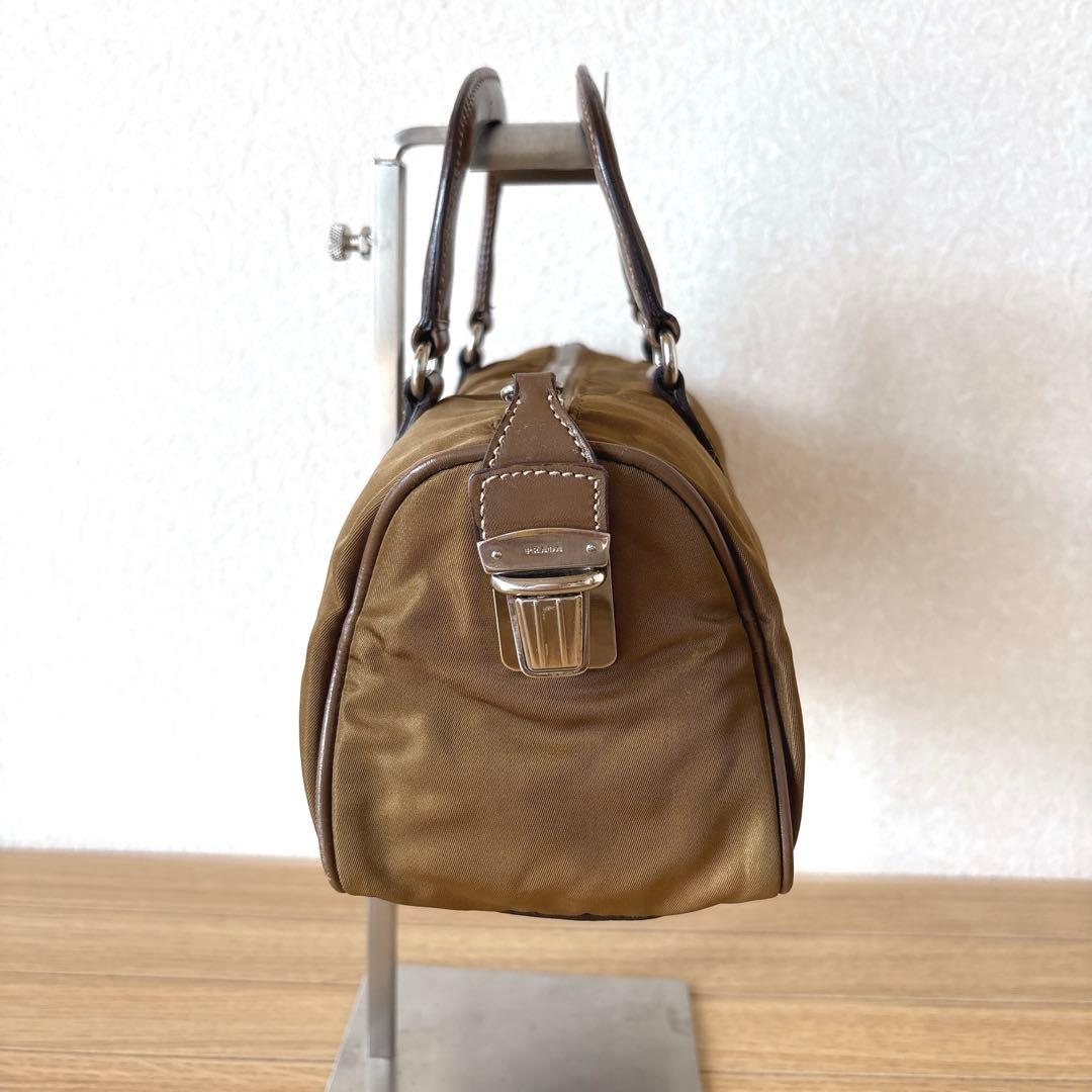 【訳あり・良品】PRADA ミニボストンバック　ミニバッグ　カーキ　ブラウン