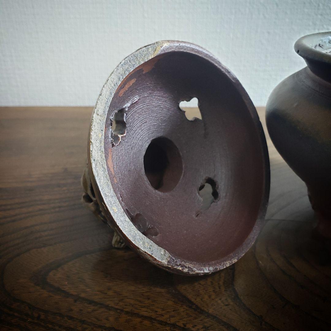 獅子香炉 香炉 備前 陶器 銘あり 訳あり 欠け