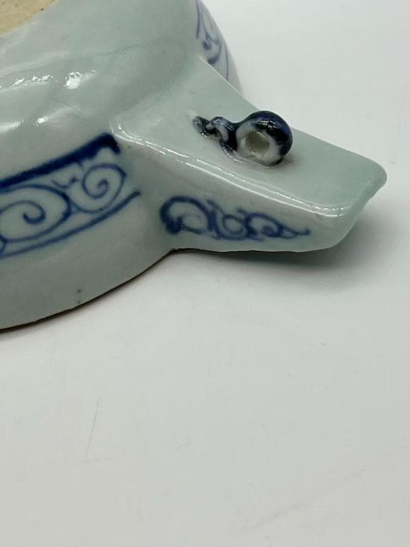 元時代 染付青花蓮池唐草文洗 輪花盤 古染付皿